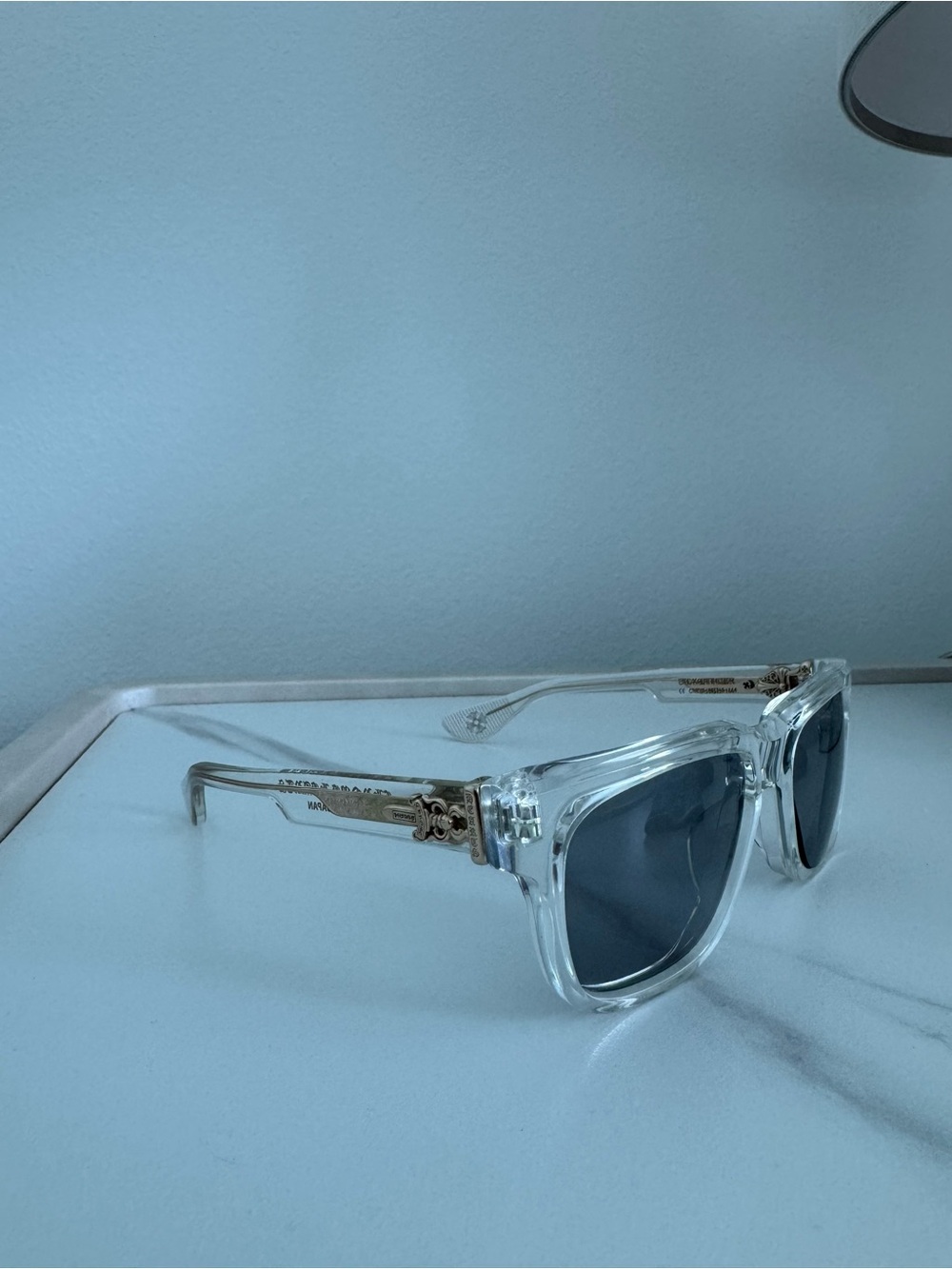 Chrome Hearts Box Officer Sunglasses Clear Frame with Tinted Lenses
